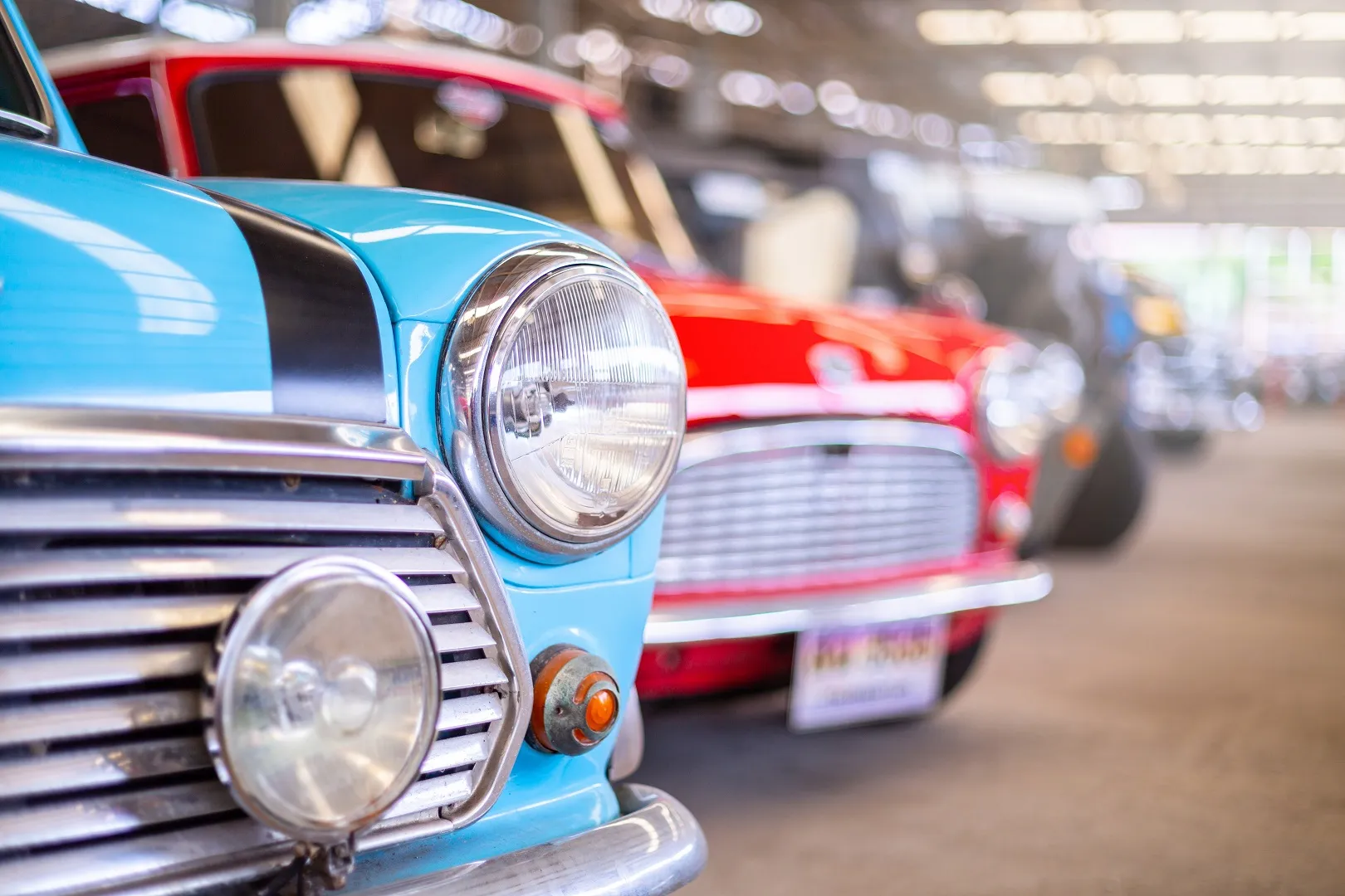 Classic cars in the restoration shop